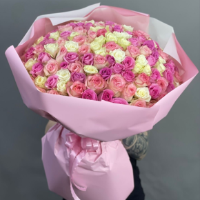 Букет из 151 кенийской розы микс (40 см) в Дубне