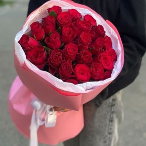 Букет "Эсса" 25 красных роз Кения (60 см) в Дубне