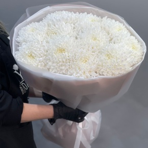 Букет из 11 белых хризантем  в Дубне