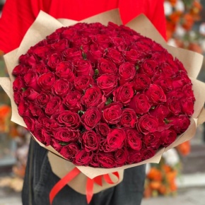 Букет 101 красная роза Кения (50 см) в Дубне