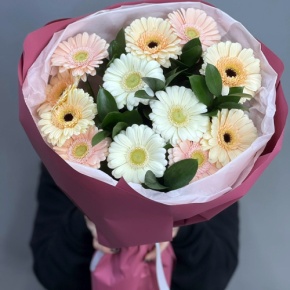 Букет из 13 белых гербер микс в Дубне