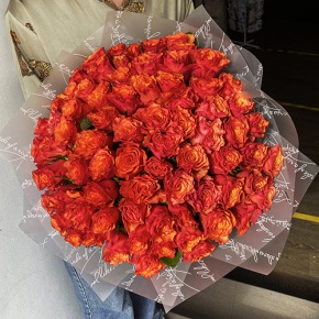 Букет 75 огненных роз (40 см) в Дубне