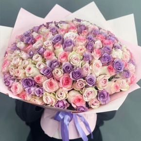 Букет из 101 розы нежный микс (40 см) в Дубне