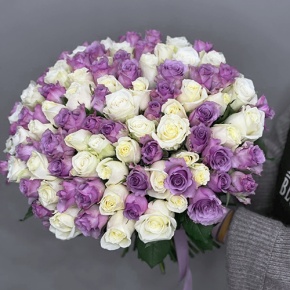 Букет "Фиолетовый микс" из 101 розы (40 см) в Дубне
