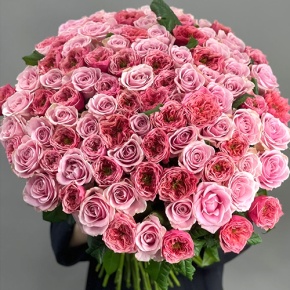 Нежный букет из 101 розы Риджентс парк и Аваланж микс  (70 см) в Дубне