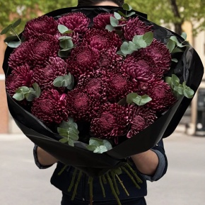 Букет из 21 винной хризантемы Бигоуди в Дубне