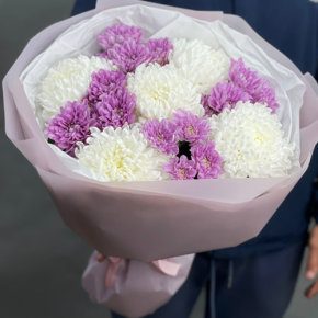 Букет "Вместе с тобой" из нежных хризантем в Дубне