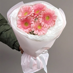 Букет из 5 розовых гербер мини в Дубне