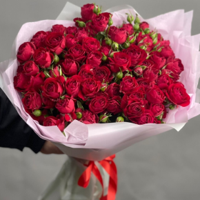 Букет из 17 красных кустовых пионовидных роз (50 см) в Дубне