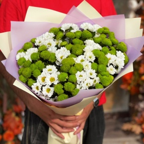 Букет "Сезам" из 21 хризантемы сантини микс в Дубне