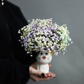 Композиция из гипсофил в керамическом кашпо в Дубне