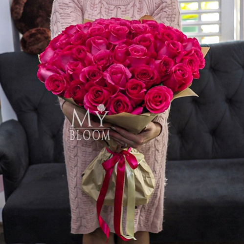 Букет 51 роза Эквадор Пинк Флоид (60 см) в Дубне